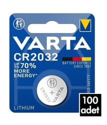 100 Adet Varta CR2032 3v Lityum Pil Tekli Ambalaj - Varta