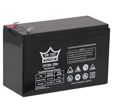 12 Volt 7 Amper Pilsan Snappy Akülü Araba Aküsü Ortec 12V 7AH Çocuk Akülü Araba Bataryası - 1