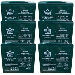 12V 24AH Elektrikli Motosiklet Aküsü 6' lı Set 