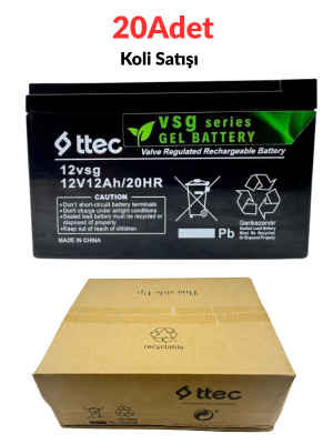 20 Adet Ttec 12V 12Ah Jel Akü Yeni Üretim Jel Sistem - 1