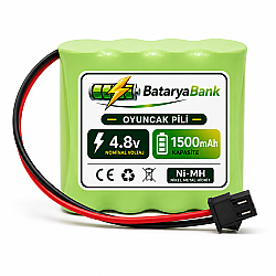 4.8V 1500mAh Oyuncak Araba Pili – Ni-MH Şarjlı Batarya Siyah Soketli Yüksek Performans - BataryaBank
