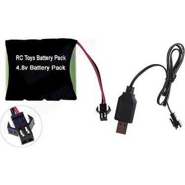 4.8v 1800mAH Oyuncak Araba Bataryası Siyah Soket + USB Şarj Kablosu - 1