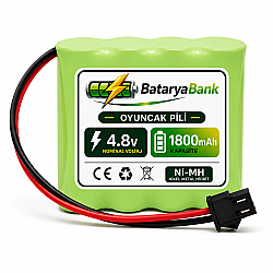 4.8V 1800mAh Oyuncak Araba Pili Bataryası Siyah Soket | Şarjlı Yedek Akü - BataryaBank