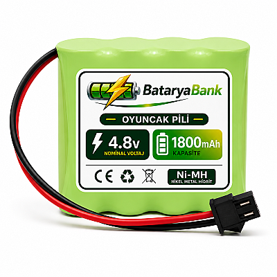 4.8V 1800mAh Oyuncak Araba Pili Bataryası Siyah Soket | Şarjlı Yedek Akü - 1