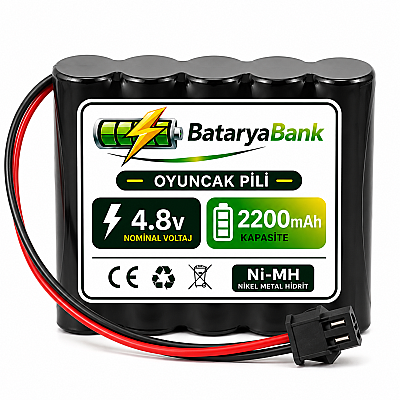 4.8V 2200mAh Oyuncak Pili Siyah Soket Şarjlı Batarya | RC Araba ve Oyuncak Aküsü - 1