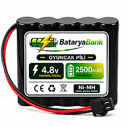 4.8V 2500mAh Oyuncak Pili Siyah Soket | Şarj Edilebilir Ni-MH Batarya - BataryaBank