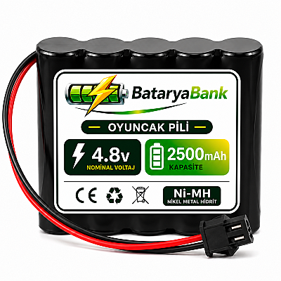 4.8V 2500mAh Oyuncak Pili Siyah Soket | Şarj Edilebilir Ni-MH Batarya - 1