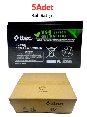 5 Adet Ttec 12V 12AH Jel Akü Yeni Üretim Jel Sistem - 1