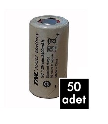 50 Adet TNL SC 2400mAH 10C Ni-MH Şarjlı Matkap Süpürge Pili - TNL