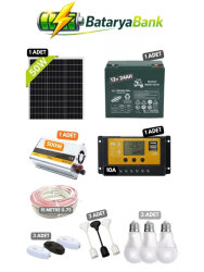 50W Güneş Paneli Seti 12V 24Ah Jel Akü TV Çalıştırma Bağ Evi Yayla Karavan Solar Sistem - BataryaBank