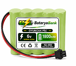 6V 1800mAh Oyuncak Araba Pili Batarya Siyah Soket | Şarjlı Yedek Pil - BataryaBank