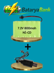 7.2V 800mAh Siyah Soketli Oyuncak Araba Pili + USB Şarj Cihazı RC Araç Pil Seti - BataryaBank