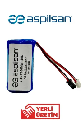 7.4V 2800mAh Helikopter Pili Siyah Soketli Balanslı | Aspilsan Türk Malı Li-Po Batarya - 2