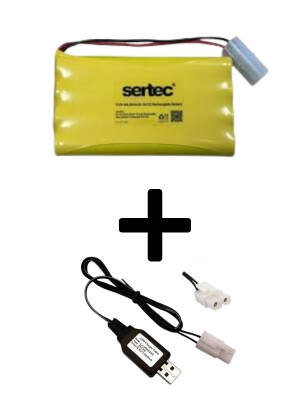 9.6V 800mAh Tamiya Soketli Oyuncak Araba Pili + USB Şarj Aleti Seti - 1