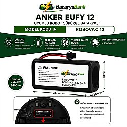 Anker Eufy RoboVac 12 Uyumlu Robot Süpürge Bataryası 14.4V 2600mAh Li-ion Şarj Edilebilir Pil - BataryaBank