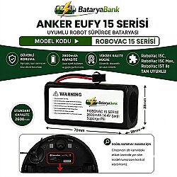 Anker Eufy RoboVac 15 Serisi Uyumlu Robot Süpürge Bataryası 14.4V 2600mAh Li-ion Şarj Edilebilir Pil (15C / 15C Max / 15T) - BataryaBank