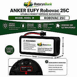 Anker Eufy RoboVac 25C Uyumlu Robot Süpürge Bataryası 14.4V 2600mAh Li-ion Şarj Edilebilir Pil - BataryaBank