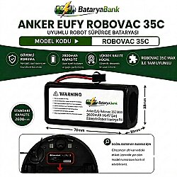 Anker Eufy RoboVac 35C Uyumlu Robot Süpürge Bataryası 14.4V 2600mAh Li-ion Şarj Edilebilir Pil - BataryaBank