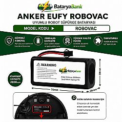 Anker Eufy Robovac Uyumlu Robot Süpürge Bataryası 14.4V-14.8V 2600mAh Li-ion Yüksek Performanslı Pil - BataryaBank