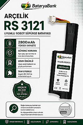 Arçelik RS 3121 Uyumlu Robot Süpürge Bataryası 10.8V / 11.1V 2800mAh Li-ion Şarj Edilebilir Pil - 1