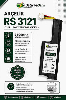 Arçelik RS 3121 Uyumlu Robot Süpürge Bataryası 10.8V / 11.1V 3500mAh Li-ion Şarj Edilebilir Yüksek Kapasiteli Pil - 1