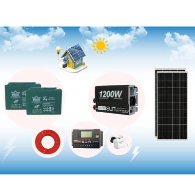 Bağ Evi Solar Paketi 1200w Sinüs Inverter 205w Güneş Paneli 100ah Jel Akü - 3