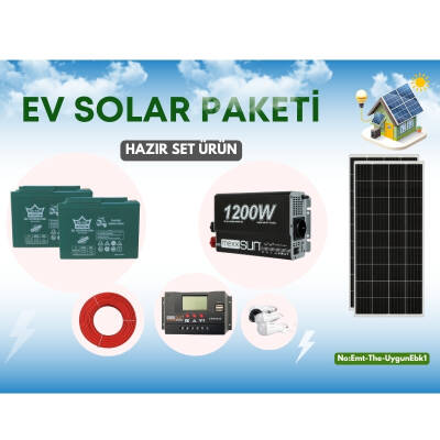 Bağ Evi Solar Paketi 1200w Sinüs Inverter 205w Güneş Paneli 100ah Jel Akü - 1