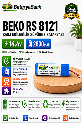 BataryaBank Beko RS 8121 Uyumlu 14.4V 2600mAh Li-ion Şarj Edilebilir Süpürge Bataryası - 1