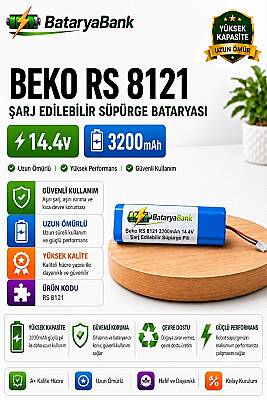 BataryaBank Beko RS 8121 Uyumlu 14.4V 3200mAh Li-ion Şarj Edilebilir Süpürge Bataryası - 1