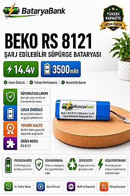BataryaBank Beko RS 8121 Uyumlu 14.4V 3500mAh Li-ion Şarj Edilebilir Süpürge Bataryası - 1