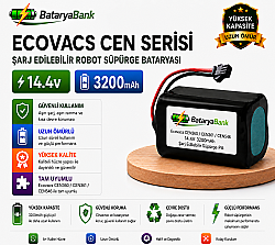 BataryaBank Ecovacs CEN360 / CEN361 / CEN546 Uyumlu Robot Süpürge Bataryası 14.4V 3200mAh Li-ion Şarj Edilebilir Pil - BataryaBank