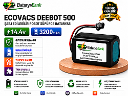 BataryaBank Ecovacs Deebot 500 Uyumlu Robot Süpürge Bataryası 14.4V 3200mAh Li-ion Şarj Edilebilir Pil - BataryaBank