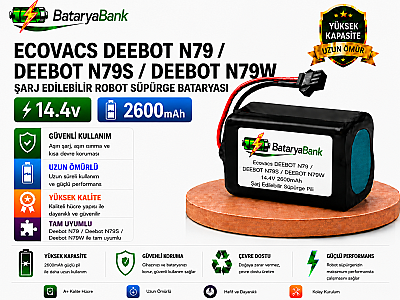 BataryaBank Ecovacs Deebot N79 / N79S / N79W Uyumlu Robot Süpürge Bataryası 14.4V 2600mAh Li-ion Şarj Edilebilir Pil - 1