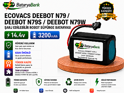 BataryaBank Ecovacs Deebot N79 / N79S / N79W Uyumlu Robot Süpürge Bataryası 14.4V 3200mAh Li-ion Şarj Edilebilir Pil - 1