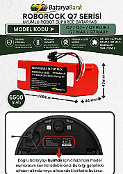 BataryaBank Roborock Q7 / Q7+ / Q7 Plus / Q7 Max / Q7 Max+ Uyumlu Robot Süpürge Bataryası 14.4V 6500mAh Li-ion Yüksek Kapasiteli Şarj Edilebilir Pil - BataryaBank