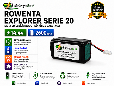 BataryaBank Rowenta Explorer Serie 20 Uyumlu Robot Süpürge Bataryası 14.4V 2600mAh Li-ion - 1