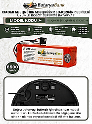BataryaBank Xiaomi SDJQR01RR / SDJQR02RR / SDJQR03RR Uyumlu Robot Süpürge Bataryası 14.4V-14.8V 6500mAh Li-ion Yüksek Kapasiteli Pil - BataryaBank