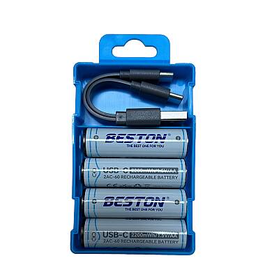 Beston 1.5V AA USB Şarjlı Lityum Pil | Kabloyla Direkt Şarj 4'lü 2200mah - 1