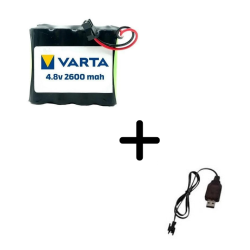 Chengke Rc 4.8V 2600MAH Varta Oyuncak Araba Bataryası Siyah Soket+Usb Şarj Cihazı - BataryaBank