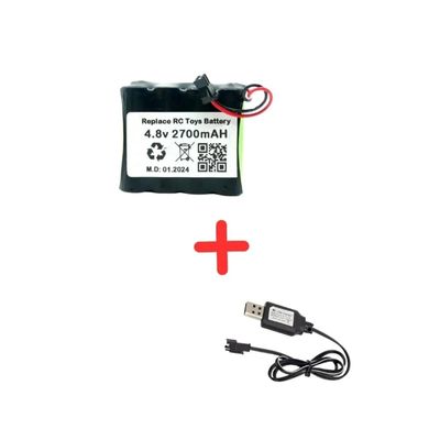 Chengke Rc 4.8V 2700MAH Oyuncak Araba Bataryası Siyah Soket+Usb Şarj Cihazı - 1