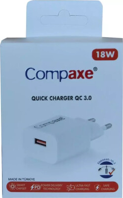 18W 3.0A Hızlı Şarj Adaptörü QC3.0 USB-A - Compaxe
