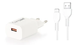 COMPAXE CTA-150QC UL24B 18W QC + USB TO LIGHTNING 2.4A Kablolu Şarj Seti - Compaxe