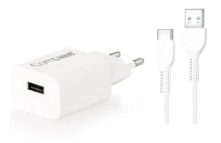 COMPAXE CTA-521UTB24 10W 5V 2.1A TEK USB + USB TO TYPE C 2.4A KABLOLU SET BEYAZ - Compaxe