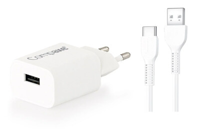 COMPAXE CTA-521UTB24 10W 5V 2.1A TEK USB + USB TO TYPE C 2.4A KABLOLU SET BEYAZ - Compaxe