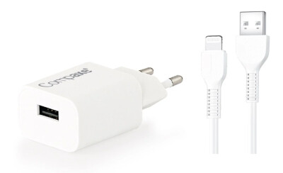 COMPAXE CTA-524ULB24 12W 5V 2.4A USB 3.0 + USB TO LIGHTNING Şarj Cihazı Seti - Compaxe