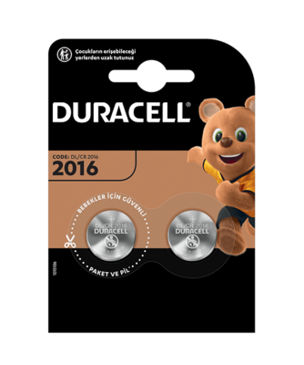 Duracell 2016 Lityum Düğme Pil 3V, 2'li Paket (CR2016) - 1