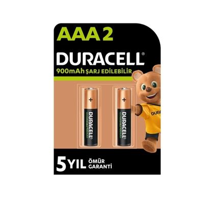 Duracell 900 mAh Şarjlı AAA İnce Kalem Pil 2'li Paket - Duracell