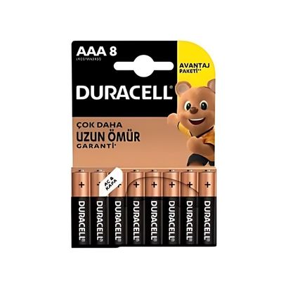 Duracell Basic Alkalin AAA İnce Kalem Pil 8'li Paket - Duracell