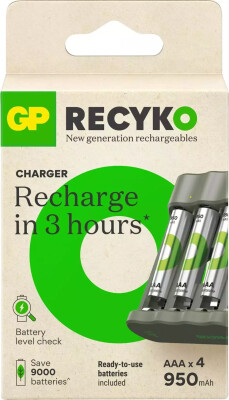 GP B441 USB Pil Şarj Cihazı 4 Adet 950 AAA İnce Pilli Set - GP