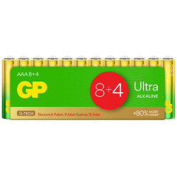 GP G-TECH Ultra Alkalin İnce LR03 - AAA Boy 1.5V Pil 12'li Shrink - GP